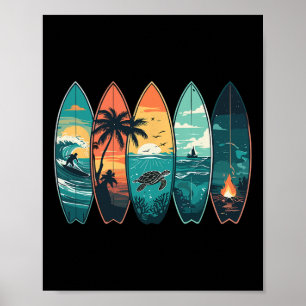 Surfboards Sonnenuntergang Ozean Strand Stimmung S Poster
