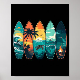 Surfboards Sonnenuntergang Ozean Strand Stimmung S Poster