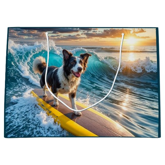 Surfborder Collie Große Geschenktüte (Vorderseite)