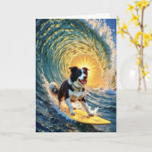 Surfborder Collie Karte (Gelbe Blume)