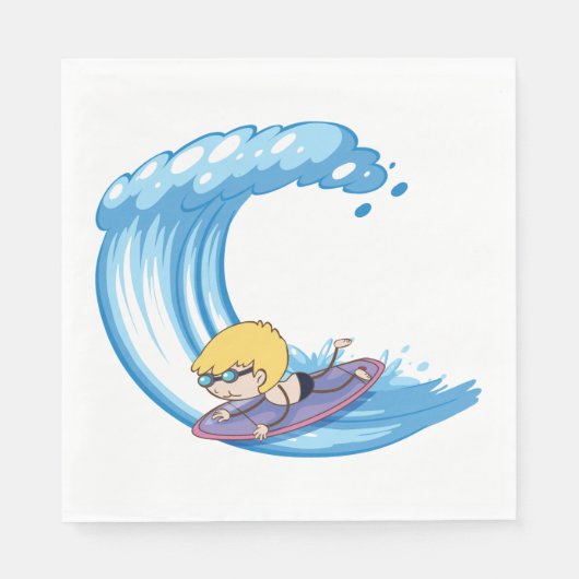 Surfboy Blue Wave Napkins Serviette (Vorderseite)