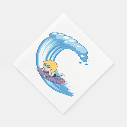 Surfboy Blue Wave Napkins Serviette (Ecke)
