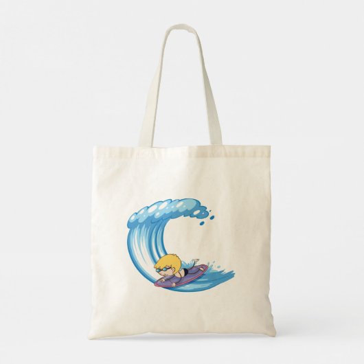 Surfboy Blue Wave Tote Bag Tragetasche (Rückseite)