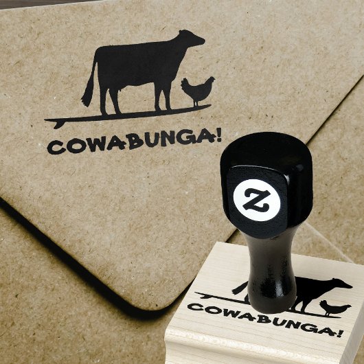 Surfbrei Kuh und Huhn Cowabunga Funny Gummistempel