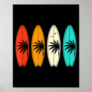 Surfbret Palme Strand Kinder Sommer Sport Poster