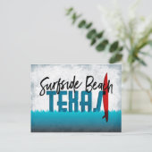 Surfbrett am Strand Postcard Texas Surfboard Postkarte (Stehend Vorderseite)
