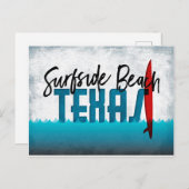 Surfbrett am Strand Postcard Texas Surfboard Postkarte (Vorne/Hinten)