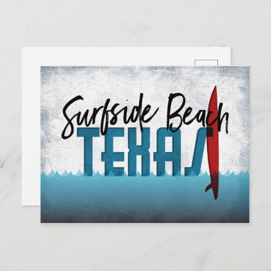 Surfbrett am Strand Postcard Texas Surfboard Postkarte (Vorne/Hinten)