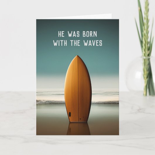 Surfbrett am Strand von Ocean Beach zum Beileid Karte (Vorderseite)