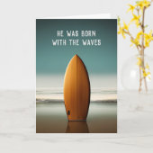 Surfbrett am Strand von Ocean Beach zum Beileid Karte (Gelbe Blume)