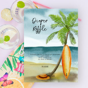 Surfbrett am Strand - Windelraffinerie Begleitkarte