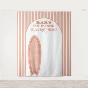 Surfbrett-Baby-Shower-Personalisiertes-Foto-Wandba Wandteppich