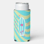 Surfbrett, Beach Art, Tropenmuscheln, farbenfroh Selters Dosenkühler (Seltzer Vorderseite)