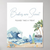 Surfbrett Beach Baby Dusche Kinder sind süß Poster (Vorne)