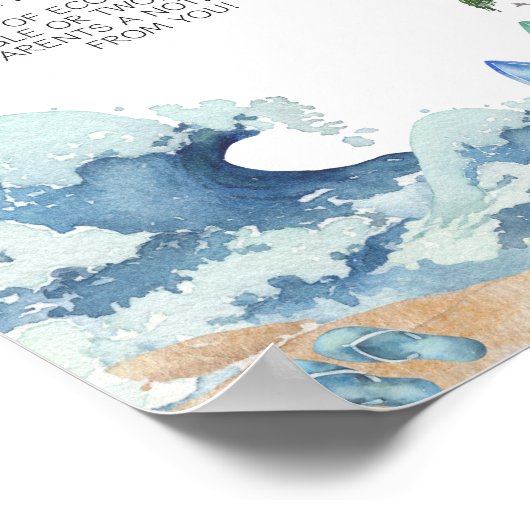 Surfbrett Beach Baby Dusche Spate Night Diapers Poster (Ecke)