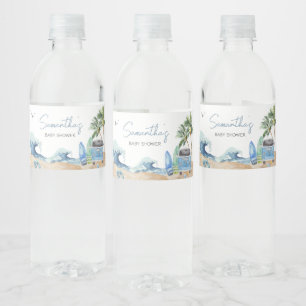 Surfbrett Beach Babydusche Wasserflaschenetikett