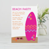 Surfbrett Beach Party Einladungen (Stehend Vorderseite)