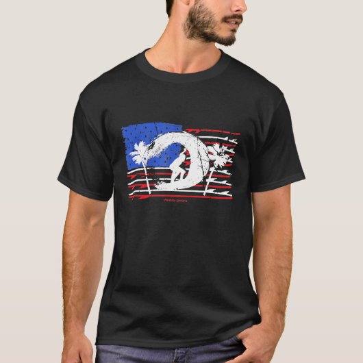 Surfbrett-Design für amerikanische Flaggen T-Shirt (Vorderseite)