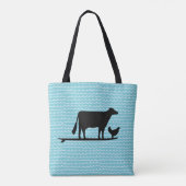 Surfbrett für Kuh und Huhn Beach Tote Tasche (Rückseite)
