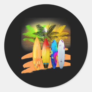 Surfbrett Hawaii Beach Souvenir Surfing Runder Aufkleber