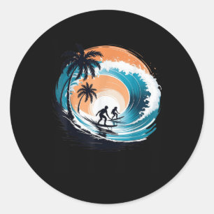 Surfbrett Hawaii Wave Surfbrett Lover Be Runder Aufkleber