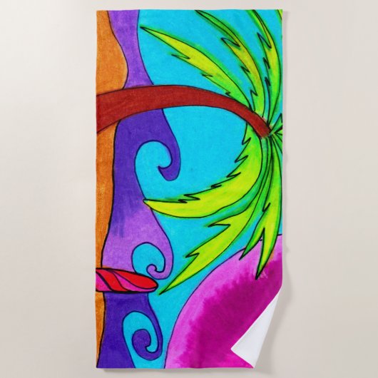 Surfbrett im Sand Strandtuch (Vorderseite)