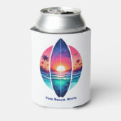 Surfbrett im Sonnenuntergang Dosenkühler (Kanne Rückseite)