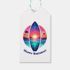 Surfbrett im Sonnenuntergang Geschenkanhänger