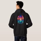 Surfbrett im Sonnenuntergang Hoodie (Schwarz voll)
