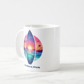 Surfbrett im Sonnenuntergang Kaffeetasse (Vorderseite Links)