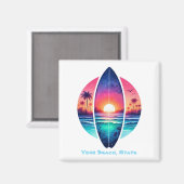 Surfbrett im Sonnenuntergang Magnet (Vorderseite/Rückseite)