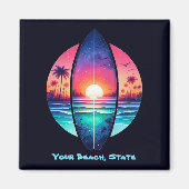 Surfbrett im Sonnenuntergang Magnet (Vorne)