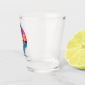 Surfbrett im Sonnenuntergang Schnapsglas (Rechts)