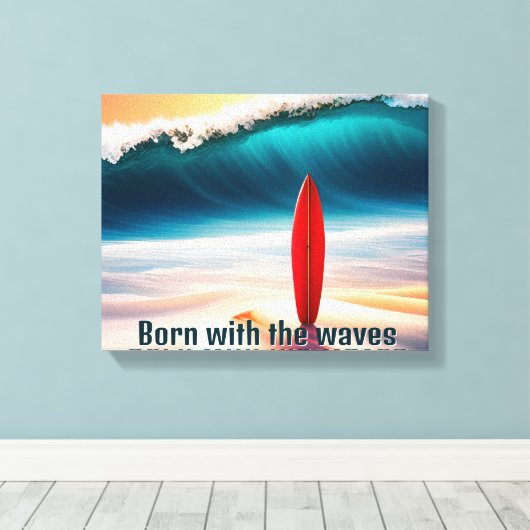 Surfbrett im Strand Sand Leinwanddruck (Insitu (Holzboden))