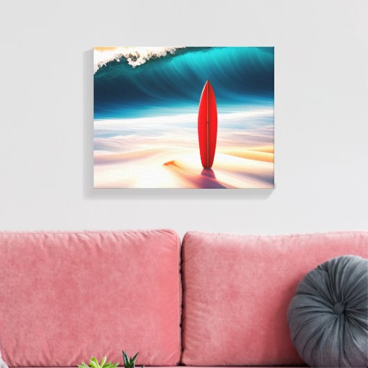 Surfbrett im Strand Sand Leinwanddruck (Insitu (Wohnzimmer))