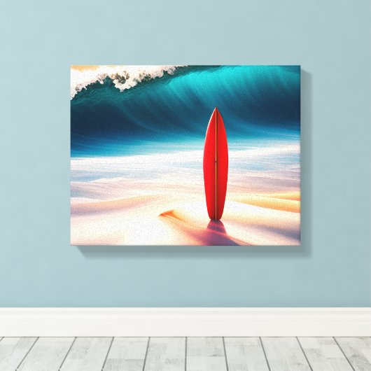 Surfbrett im Strand Sand Leinwanddruck (Insitu (Holzboden))