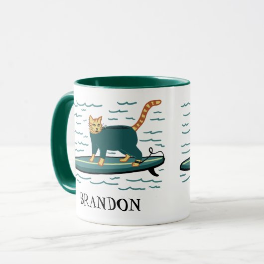 Surfbrett Katzenjacke KUNDEN IT Tasse (Vorderseite Links)
