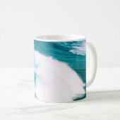 Surfbrett mit Meereswellen Kaffeetasse (VorderseiteRechts)
