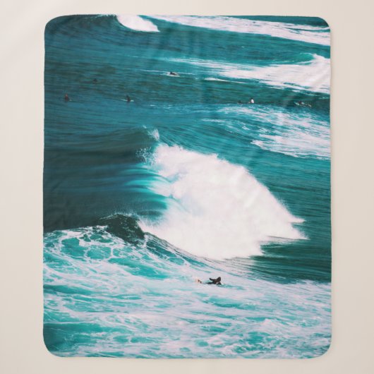 Surfbrett mit Meereswellen Sherpadecke (Vorderseite)
