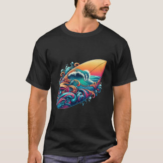 Surfbrett mit Wellen T-Shirt