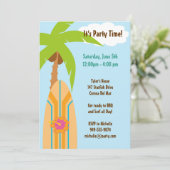 Surfbrett-Party Einladung (Stehend Vorderseite)