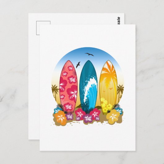 Surfbrett Postkarte (Vorne/Hinten)