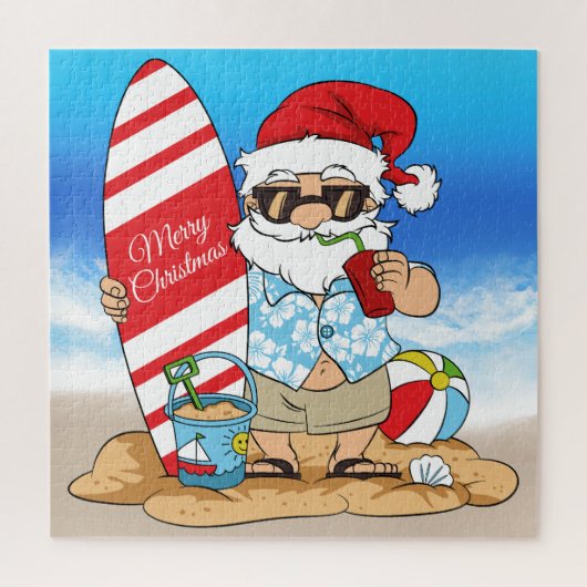 Surfbrett Santa Puzzle (Vertikal)