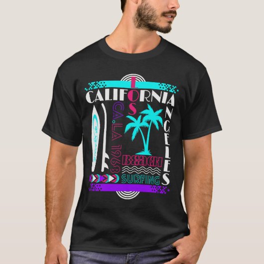 Surfbrett Strand California Retro Surfen Windsurfi T-Shirt (Vorderseite)