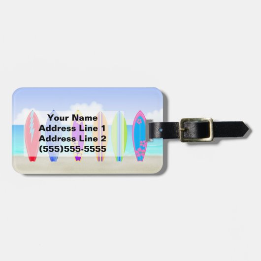 Surfbrett-Strand-Gepäckanhänger Gepäckanhänger (Vorderseite horizontal)
