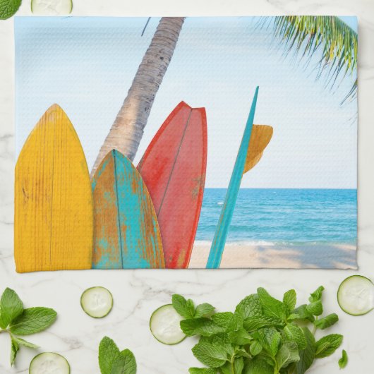 Surfbrett-Strand Geschirrtuch (Gefaltet)