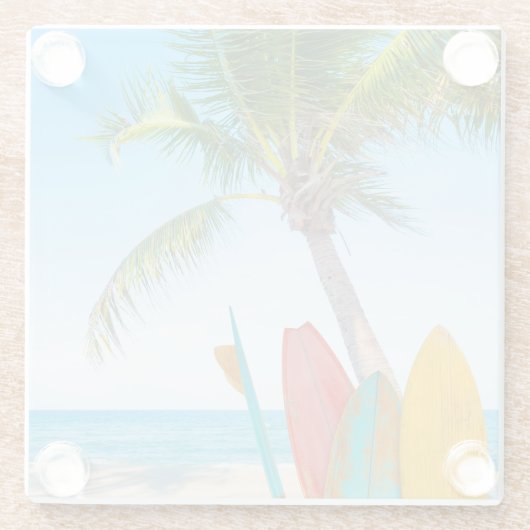 Surfbrett-Strand Glasuntersetzer (Rückseite)