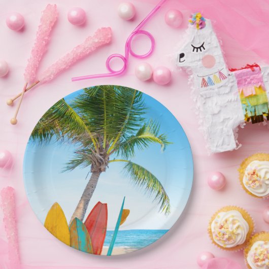 Surfbrett-Strand Pappteller (Party)