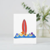 Surfbrett Strand Postkarte (Stehend Vorderseite)