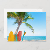 Surfbrett-Strand Postkarte (Vorne/Hinten)